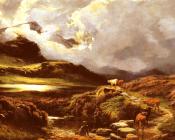 西德尼 理查德 珀西 : Cattle and Drovers on a Path, Styhead Pass, Cumberland